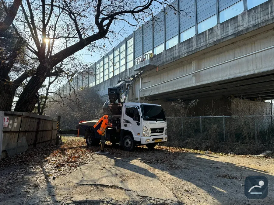 부산 스카이차 유리·청소 작업 현장